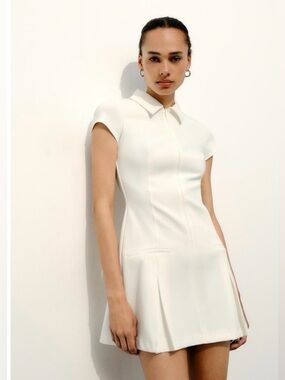 NEW ZARA shirt dress with pleats, white, size L